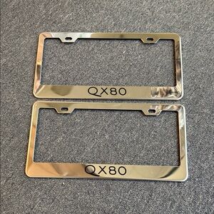 Infiniti QX80 Chrome Silver License Plate Frame Set